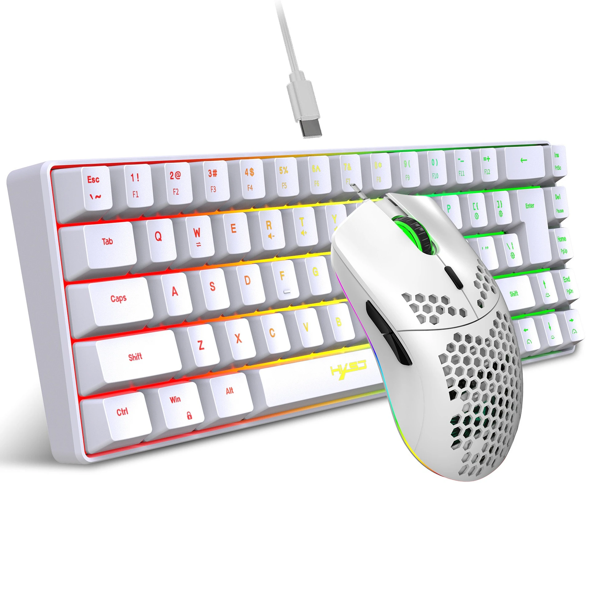 Keyboard and mouse 68key wired membrane RGB  light 70% clavier souris combo gamer gaming pc full set kit mobilador USB keyboards