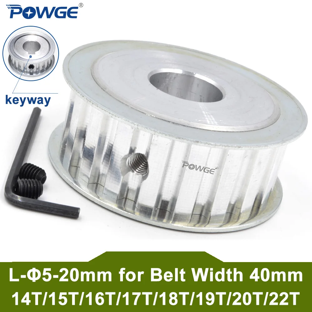 POWGE Trapezoidal 14 15 16 17 18 19 20 22 teeth L Timing Pulley Bore 6-30mm for Belt width 40mm 14T 15T 16T 17T 18T 19T 20T 22T