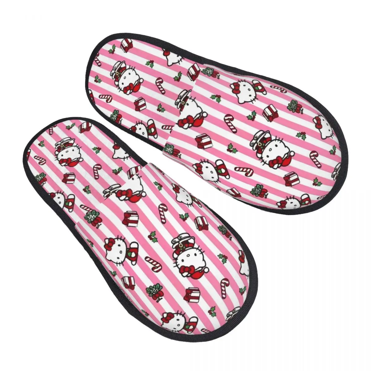 شباشب منزلية شتوية ملحقات سانتا هالو كيتي شباشب من الفراء المنزلية شرائح غرفة النوم الناعمة غير القابلة للانزلاق #1