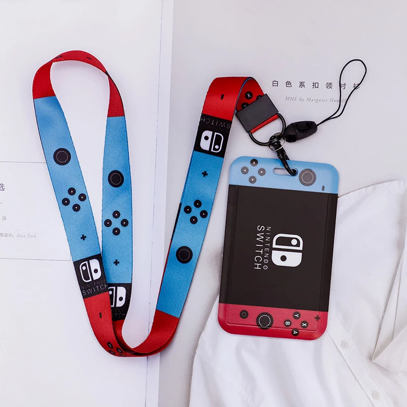 Creative Game Machine Pattern Work Card Holder Lanyard ID Name Badge Tag Keychain Students Bus Pass Access Door Card Cover Case