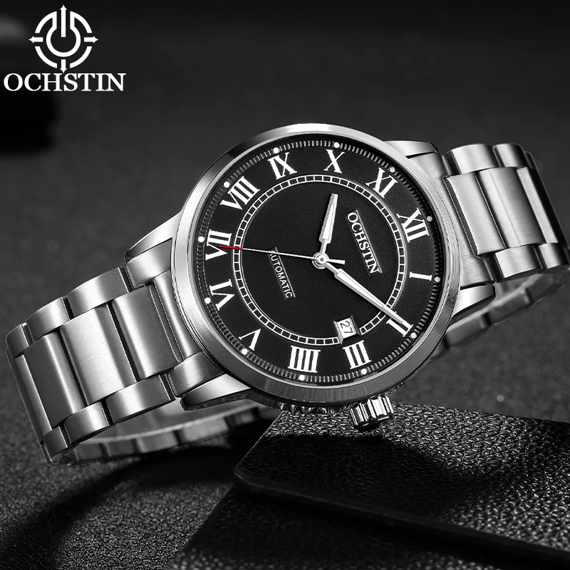 OCHSTIN Man Master Timepiece Automatic Self-winding Mechanical Movement Watches Ventilated Comfy Metal Wristband Male Clock