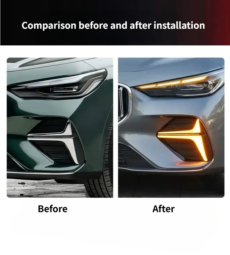 For Geely Emgrand 2026 Car Led Daytime Running Light Front Fog Light Modification Yellow Turn Signal 12V Daylights Accessories detail image 3
