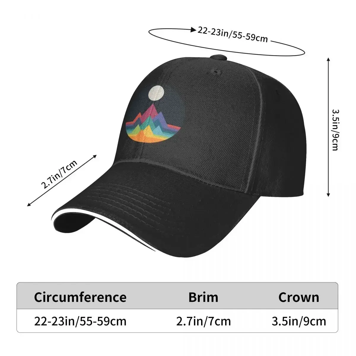 Whimsical Mountains Unisex Caps Outdoor Trucker Baseball Cap Snapback Breathable Hat Customizable Polychromatic Hats