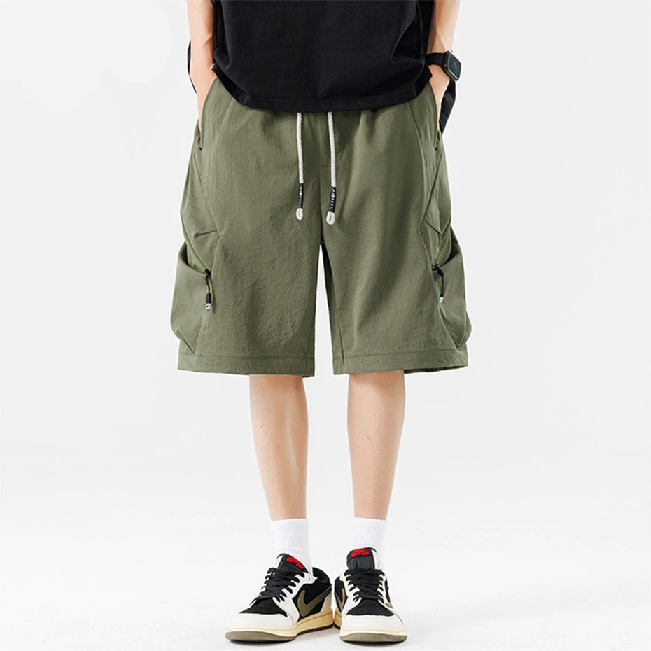 8XL Plus Size Cargo Shorts Men Summer Shorts Fashion Casual Multiple Pockets Short Pants Elastic Waist Male Big Size 8XL