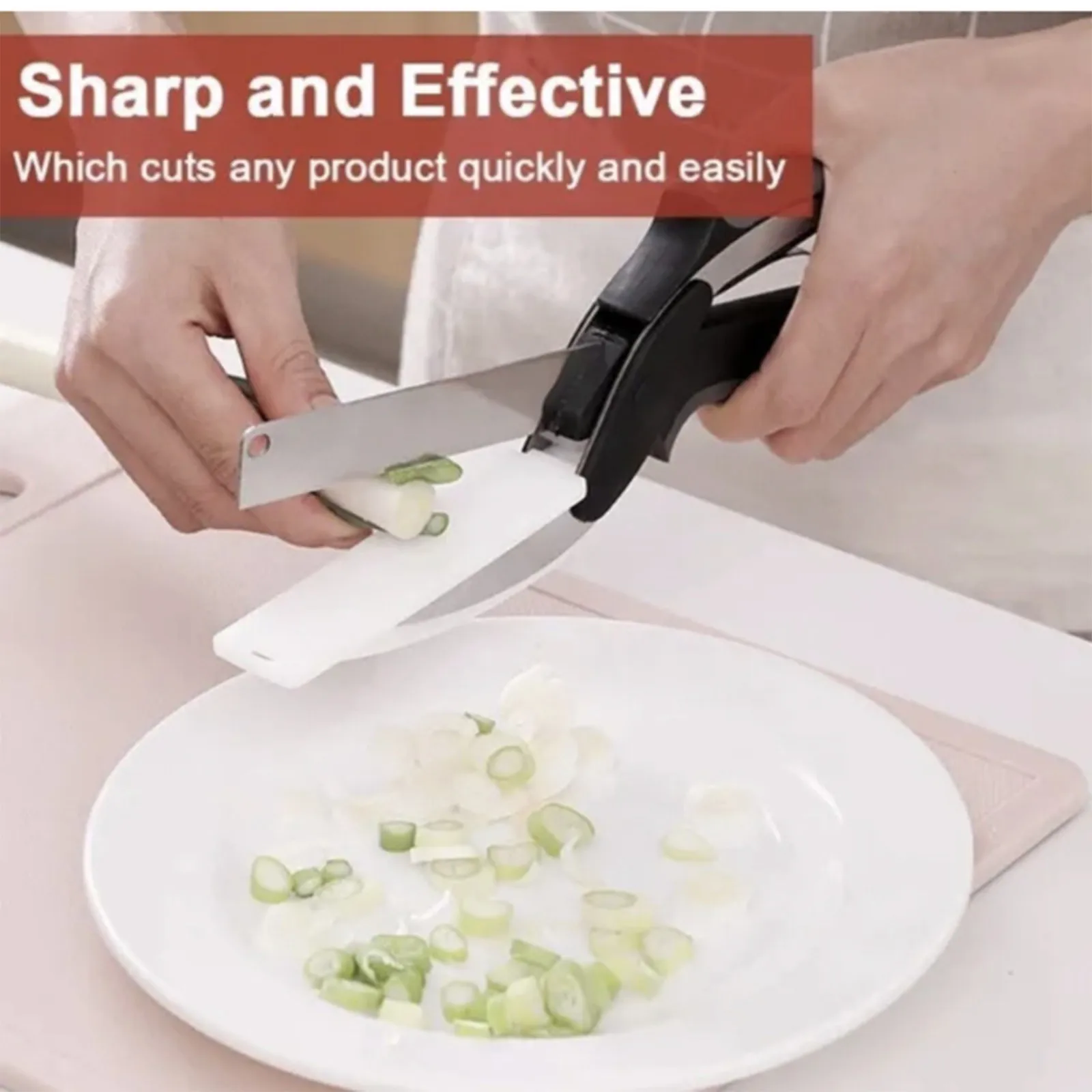 Premium Chop Scissors Cutting Board Scissors Vegetable Chopper Easy Cutter Multi-Function Kitchen Scissors With Waffle Knife