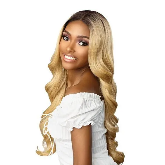 

Women's Long Wave Full Wigs Black Root Blonde Wigs Cosplay Synthetic
