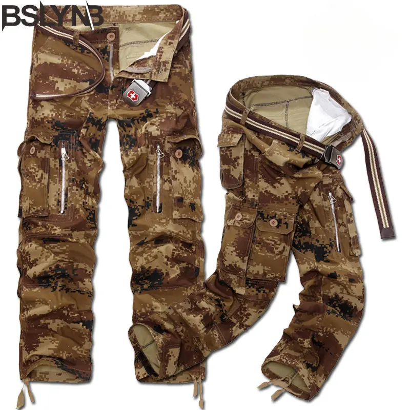 

Men’s Tactical Cargo Pants Male Military Style Multiple Pockets Cargo Trousers No Blet