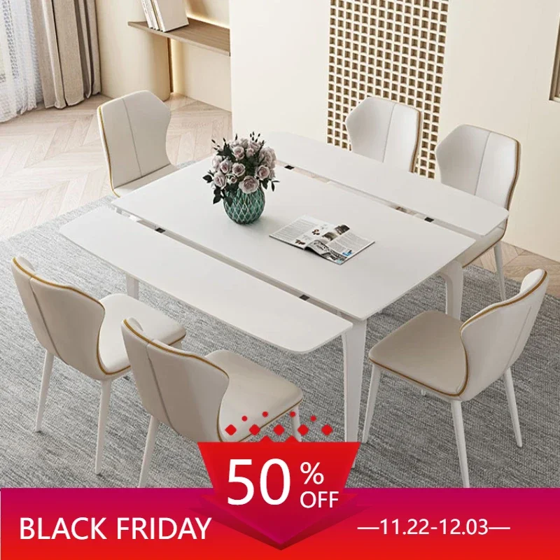 Extendable Poker Dining Table Study Folding Slate Modern Coffee Tables White Simple Tavoli Da Pranzo Kitchen Furniture HD50CZ