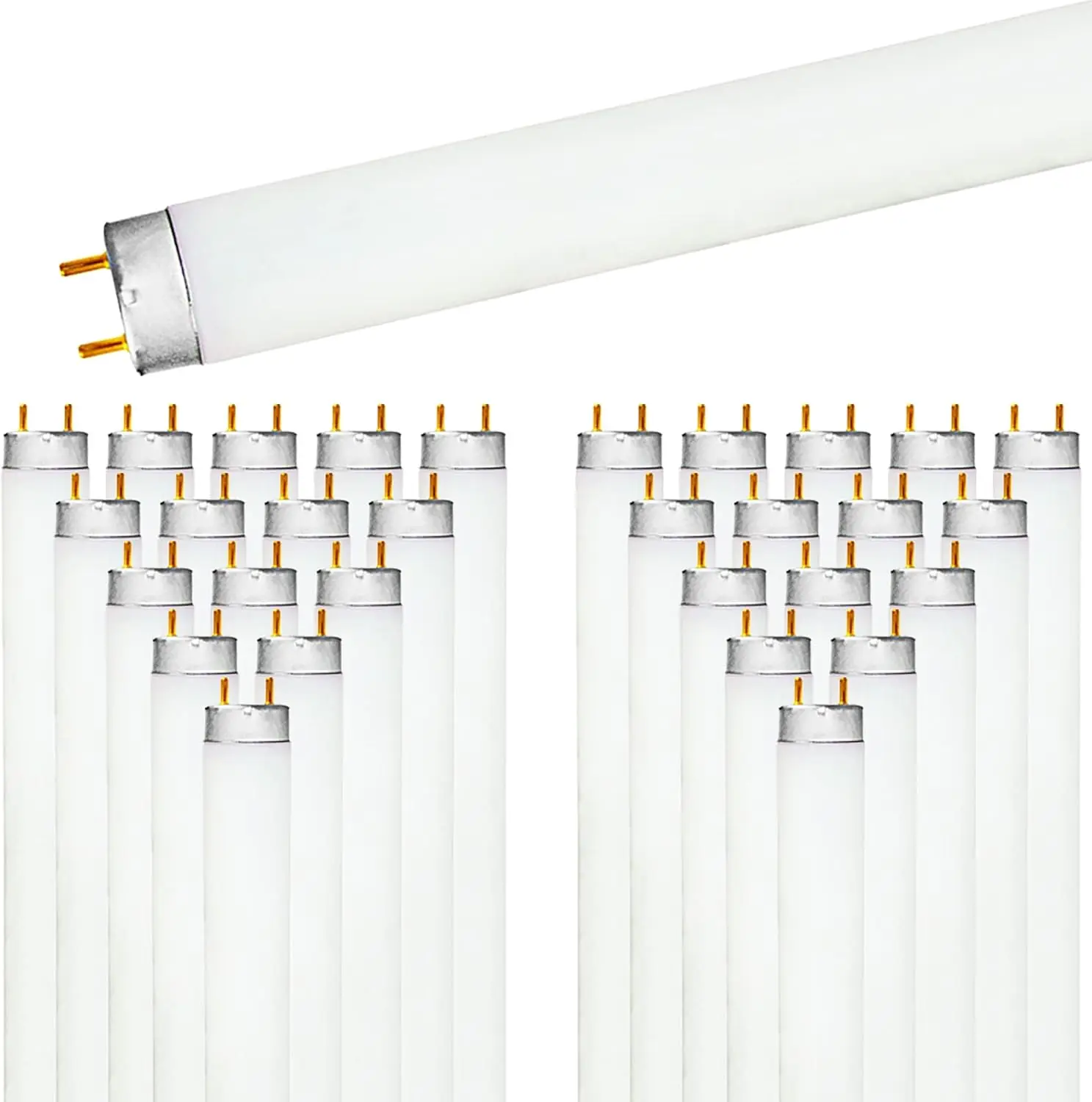 32W 48 Inch T8 Fluorescent Tube Light Bulb, 3500K Natural White, 2800 Lumens, G13 Medium Bi-Pin Base,