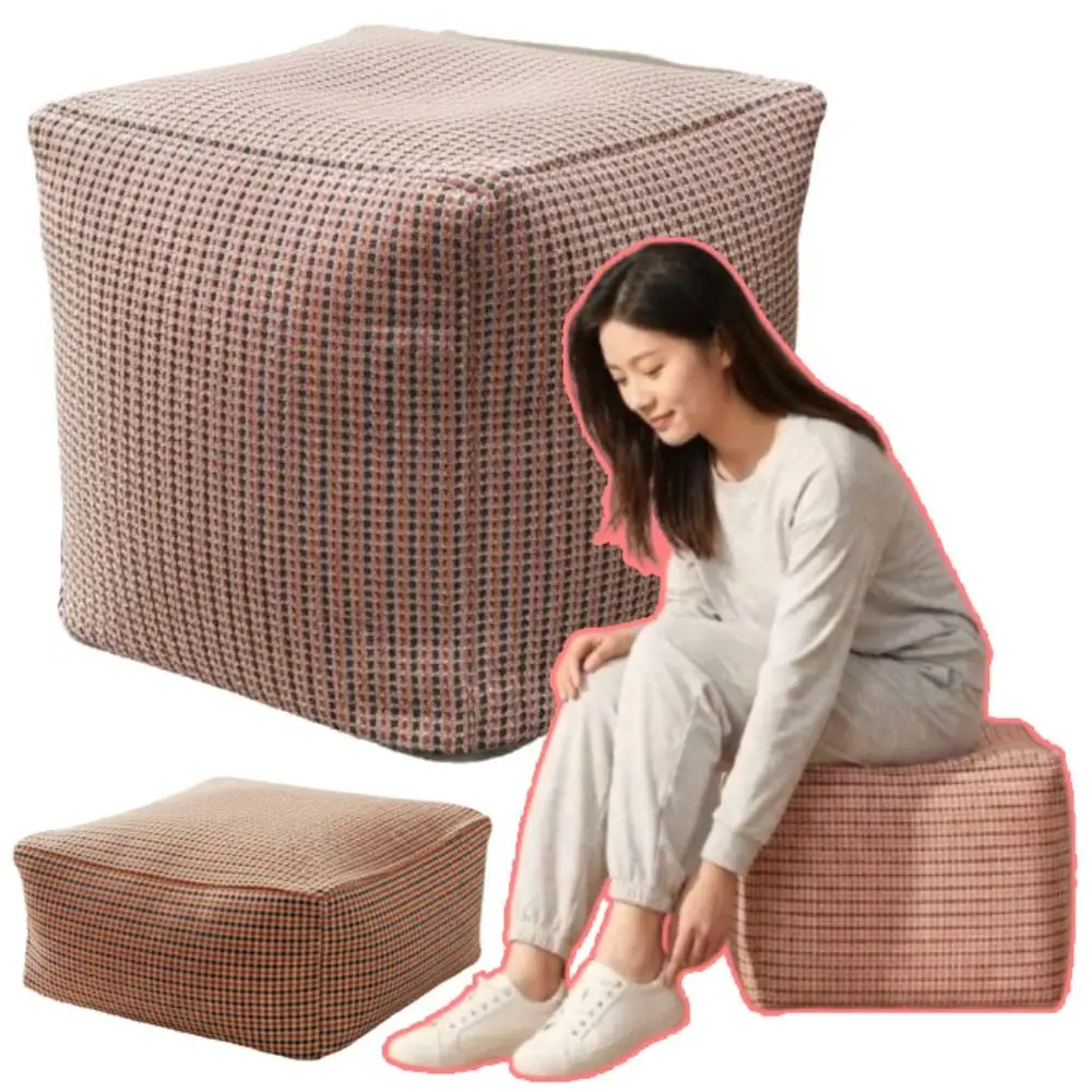 Large Capacity Square Pouf Cover Removable No Fillings Unstuffed Cushion Cover Stackable Nordic Style Fabric Pouf Living Room