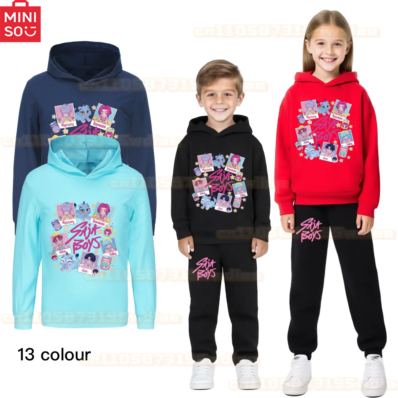 

MINISO Hot K-pop Anime Kpop Demon Hunter Cute Tiger Crop Tops kids Sweatshirt Long Sleeve Girls Hoodie pants suit sportswear