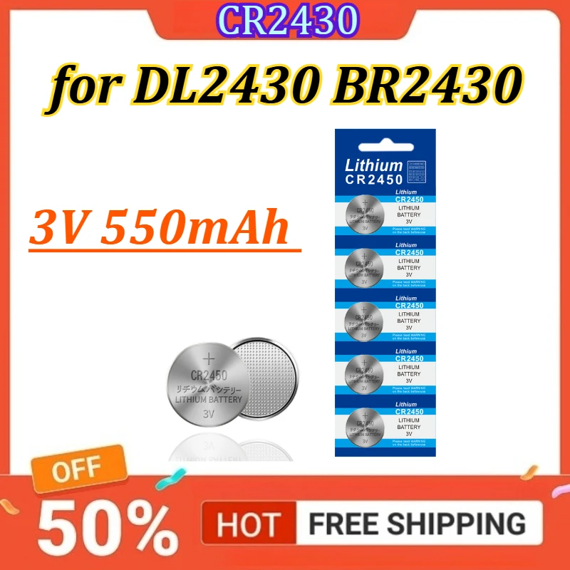 

CR2430 3V 550mAh Lithium Coin Cell Batteries DL2430 BR2430 for Electronic Scales Electric Lights Car Keys