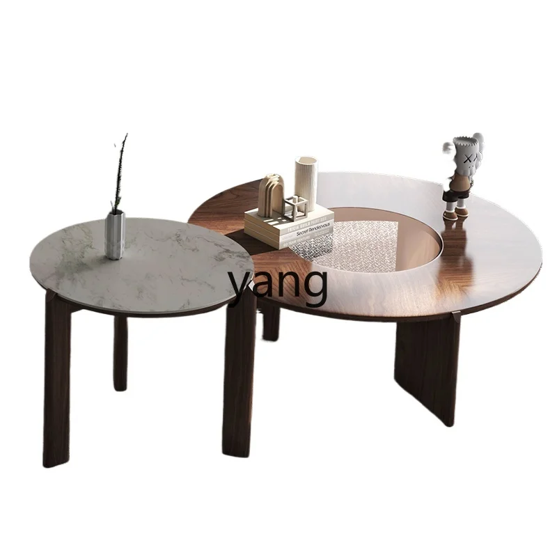 LTT solid wood round coffee table living room furniture combination solid wood round tea table