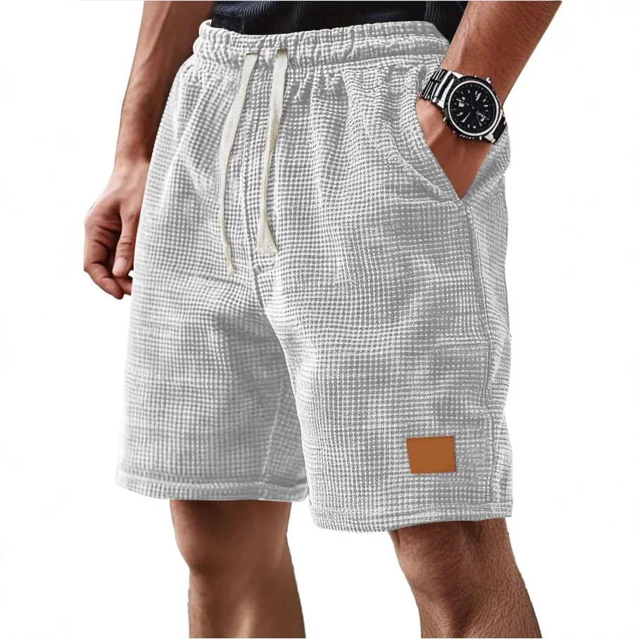 Summer Men's Casual Waffle Loose Drawstring Shorts