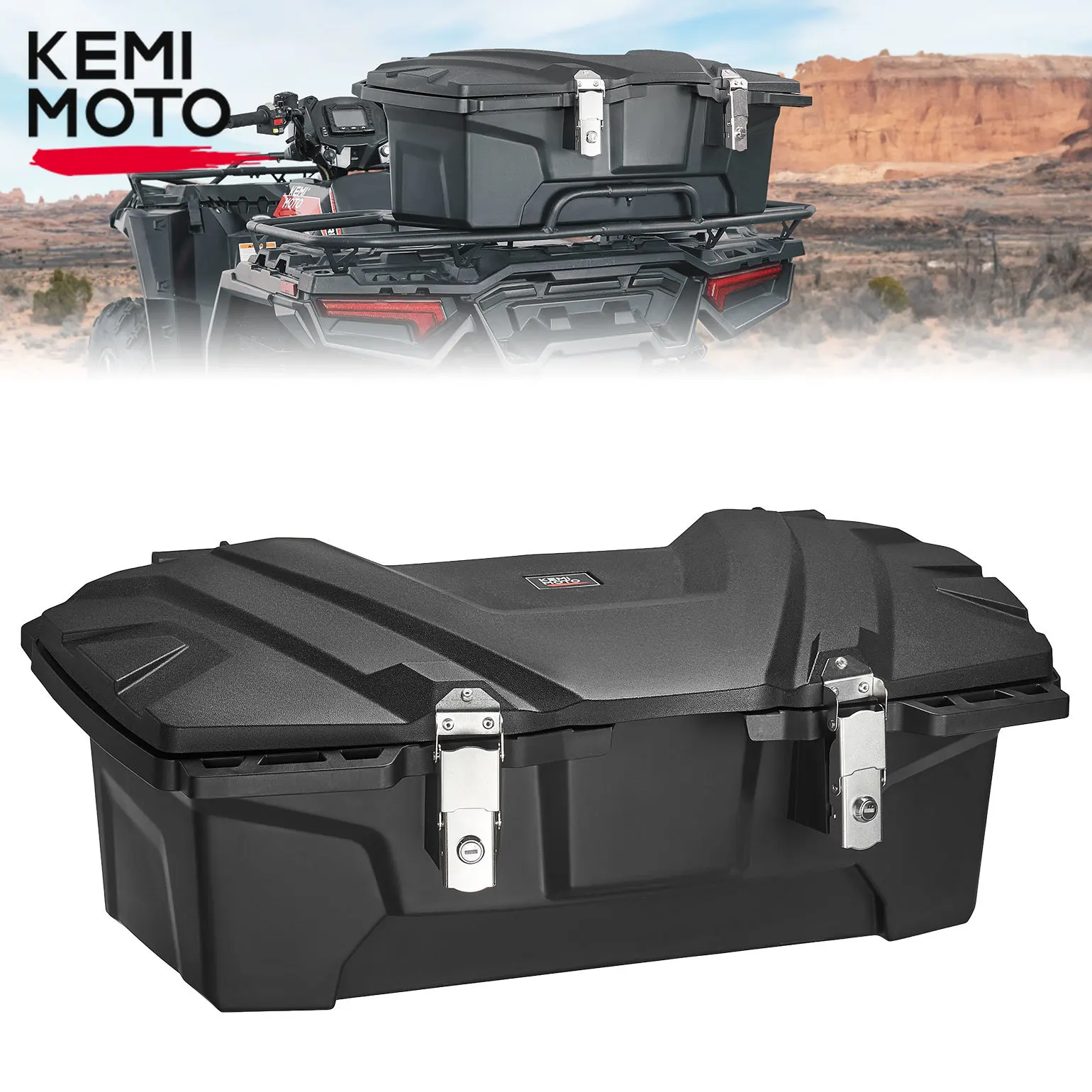 KEMIMOTO ATV Locking Storage Box 100L Rear Trail Box fit Most 0.75-1 Inch Compatible with Polaris Sportsman for Can-Am Outlander