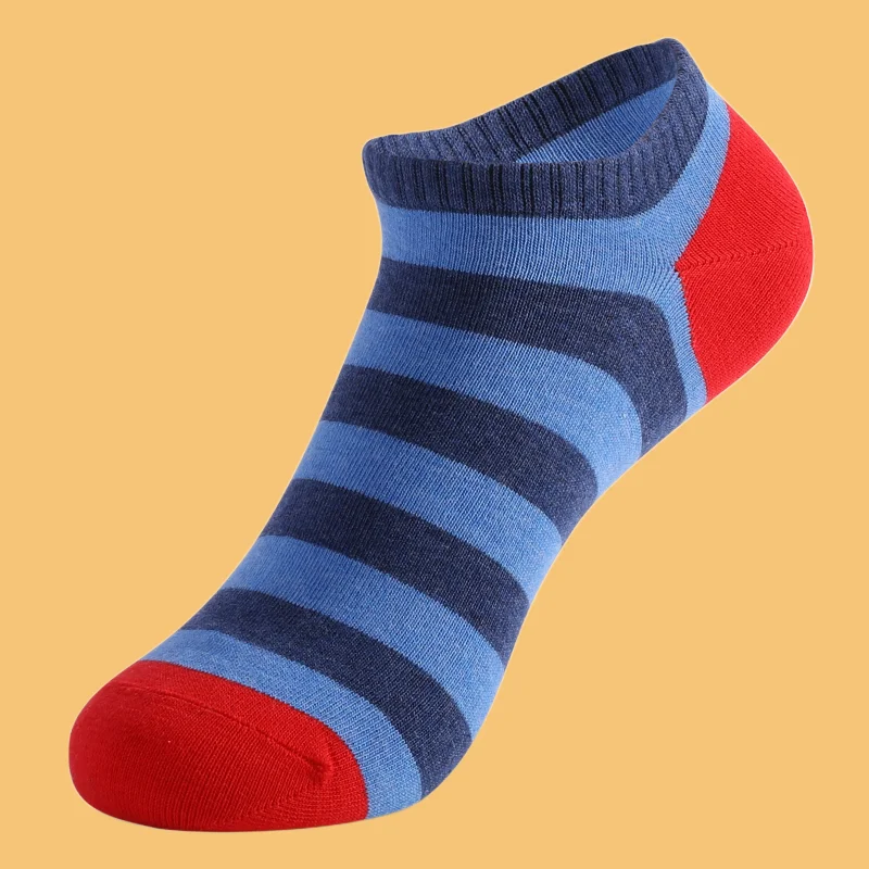 5 Paar einfarbige Streifen atmungsaktive Baumwoll socken Sport kurze Socken Frauen Männer lustige Knöchel hochwertige niedrig geschnittene Socken Männer Socken