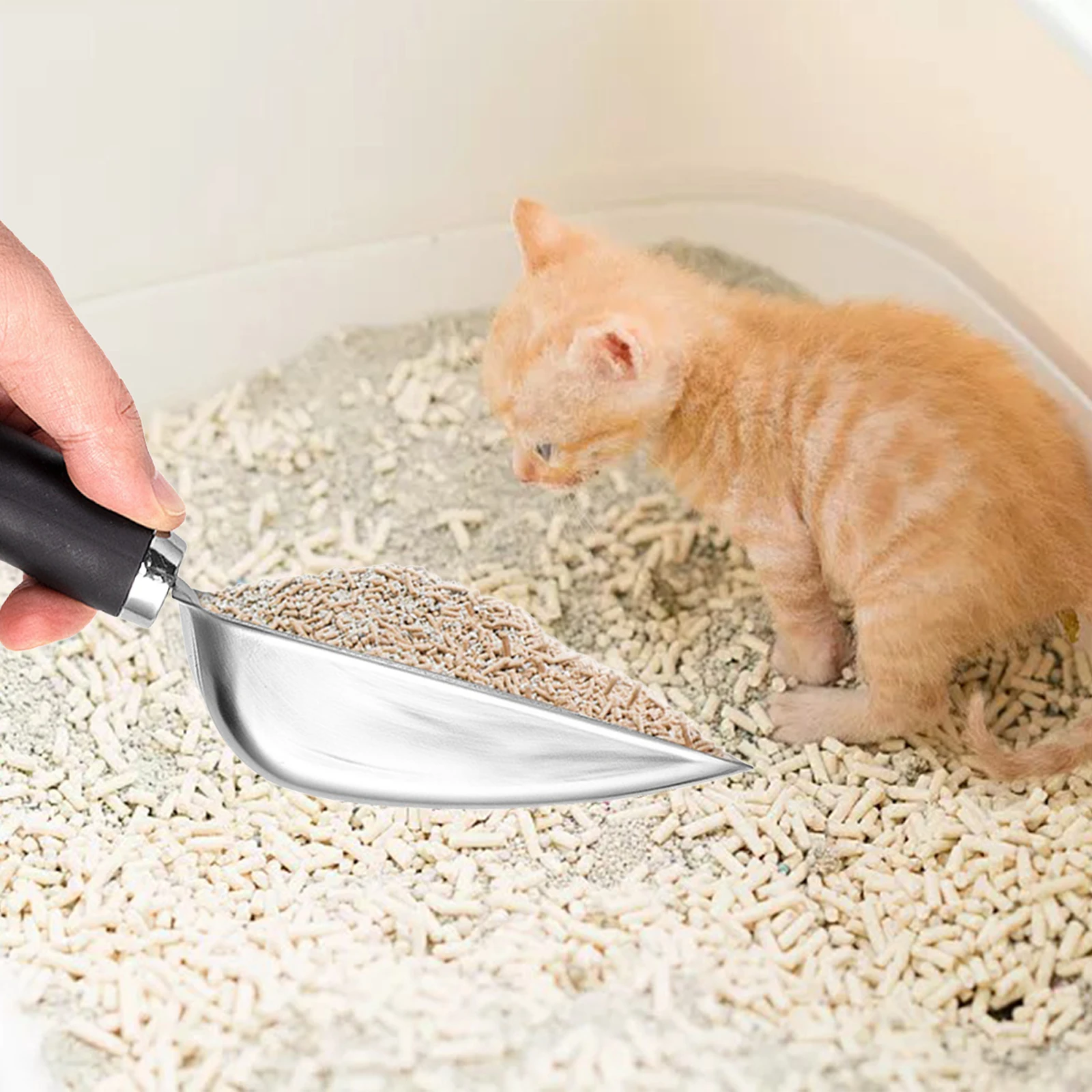 Cat Litter Scoop Metal Long Handle Litter Scooper  Deep Shovel for Cat Kitten Litter Box Cleaning Tool Pet Supplies