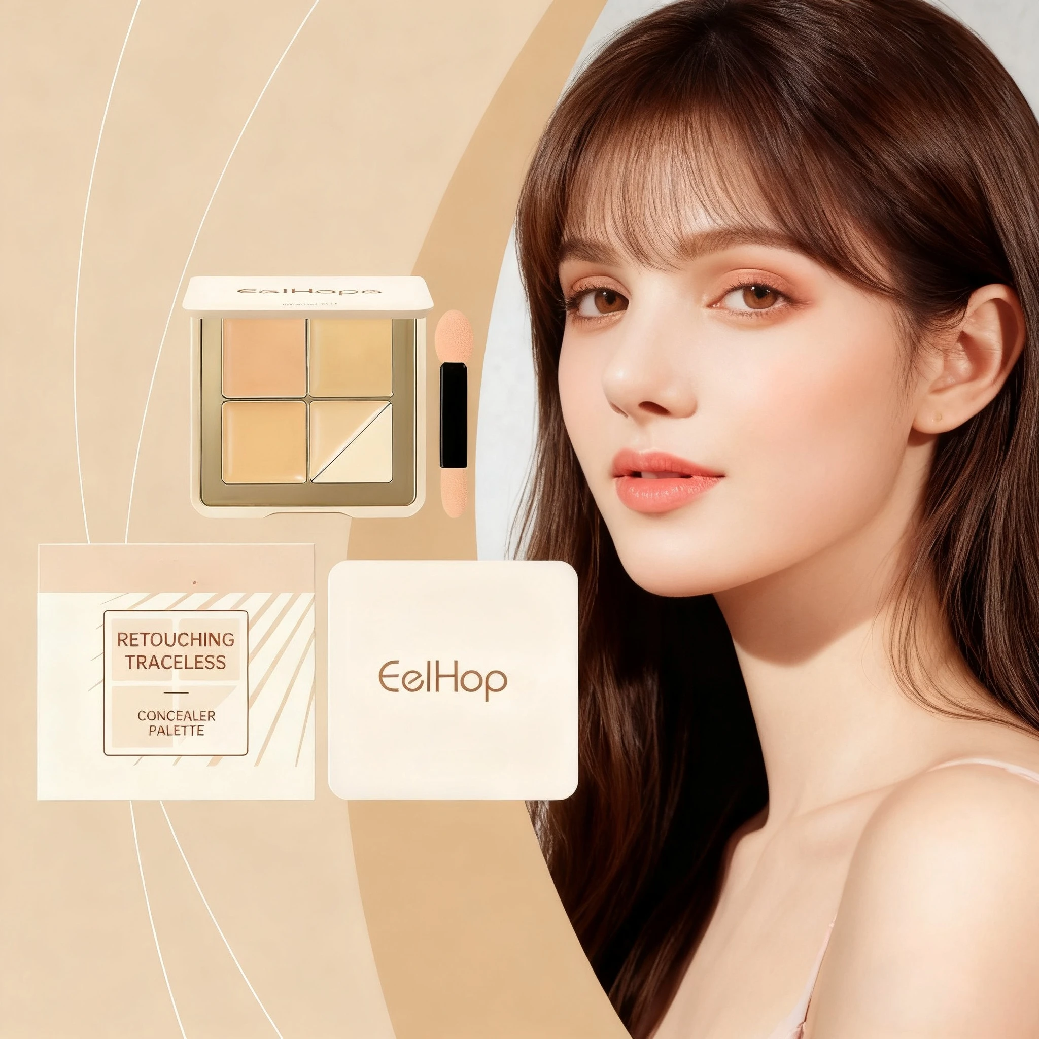 

Красивая женская палитра консилеров для макияжа, нежная, натуральная, легкая, тонкая, увлажняющая, закрывающая кожу, влажная и поддающая палитра