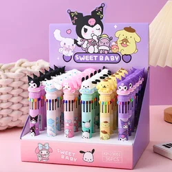 Kawaii Cartoon Kuromi Writing Pen Hello Kitty Cinnamoroll Melody 0.7mm Ten Color Ball Point Pen Student School Tools Gift