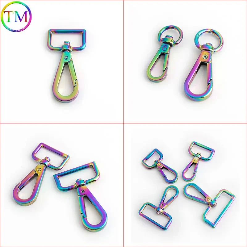 

13mm 20mm 25mm 38mm Rainbow Metal Swivel Clips Snap Hook Strap Buckle Spring Gate Lobster Clasps For Handbag Diy Accessories