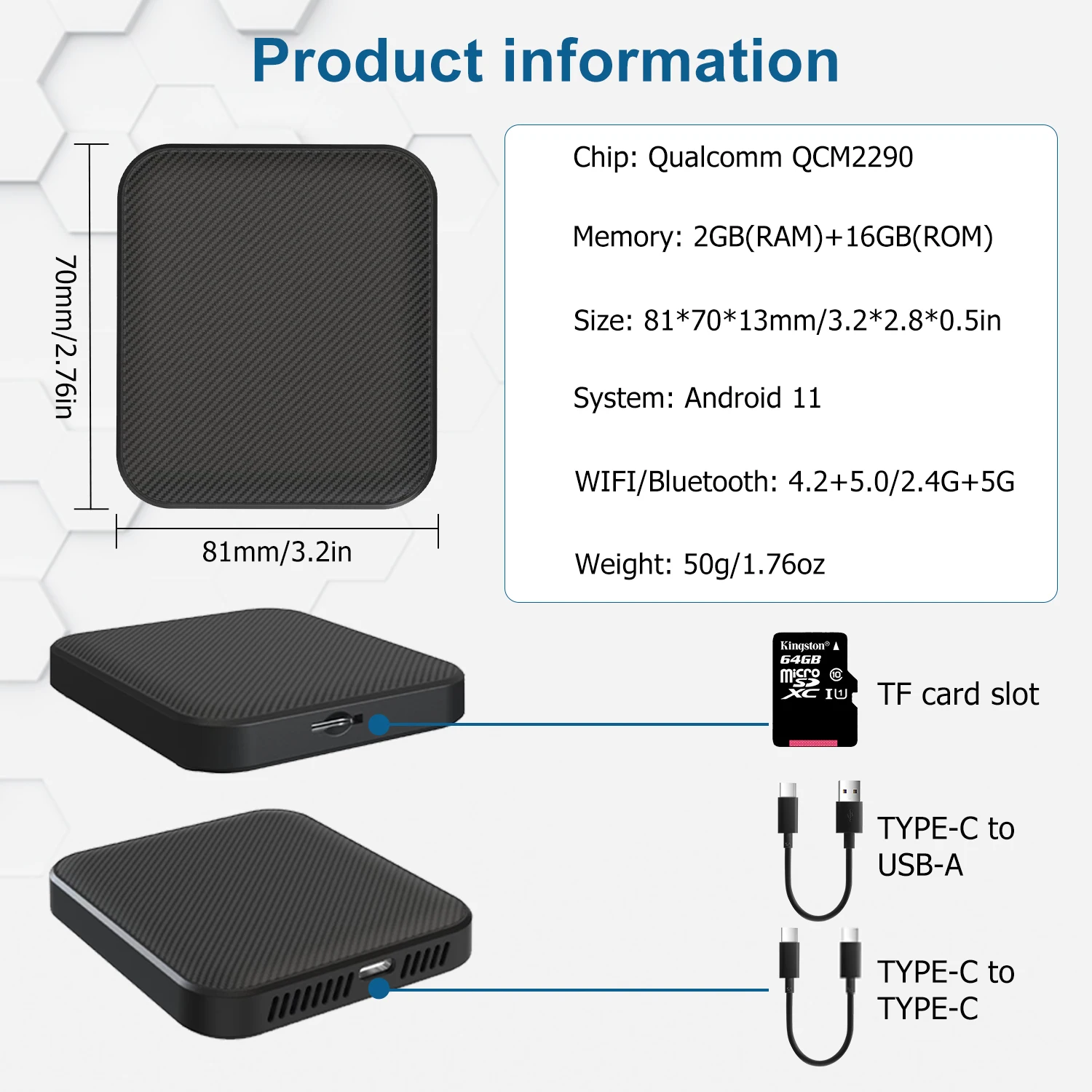 Bezprzewodowy Adapter CarPlay Android Auto z Netflix/YouTube/TikTok/Disney/Google Play, Android AI Box Apple CarPlay USB Dongle