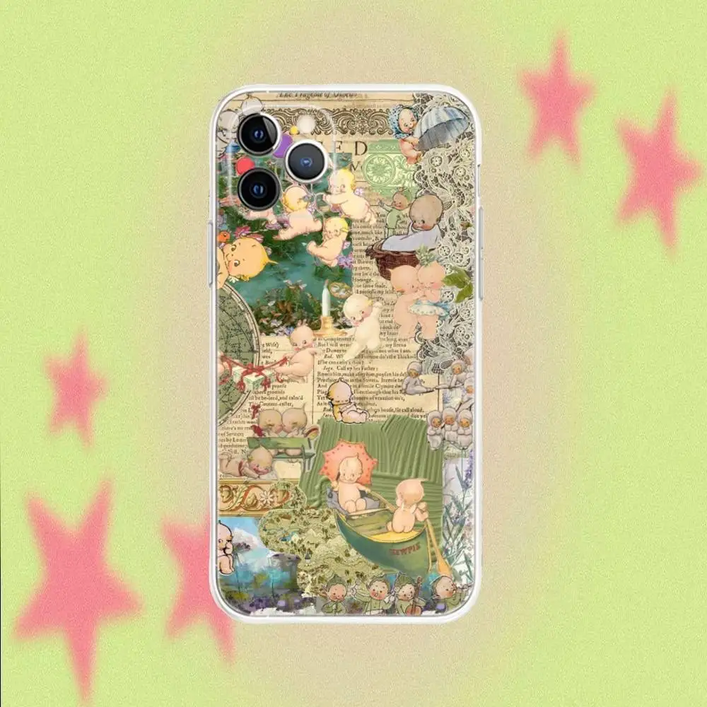 حافظة هاتف Kewpie Cute Angel لهاتف iPhone 17,16,15,14,13,12,11 Pro,Max,Plus,Air,X,XS,XR,SE,Mini شفافة ناعمة