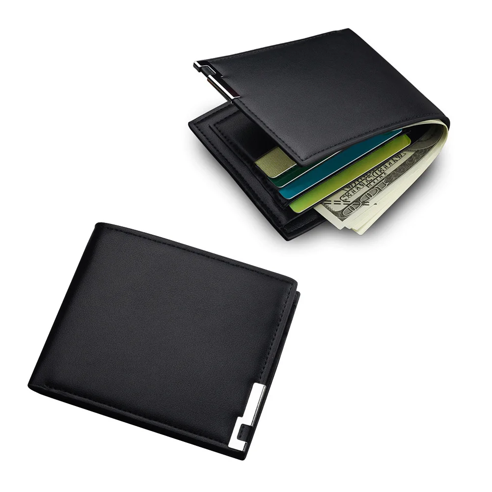 

Black Wallet Men'S Billfold Retro Short Purse Holder Large Capacity For Business Purse Travel Gift