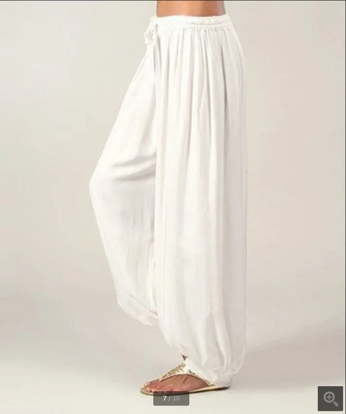 2024 Summer New Women's Solid Color Lantern Pants Loose Pleated Drawstring Casual Ankle Sports Pants Harlan Pants