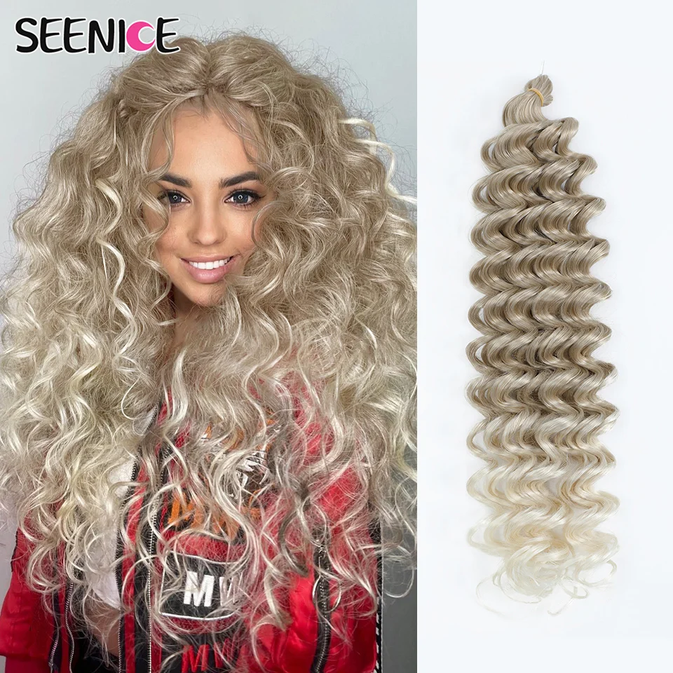 Deep Wavy Twist Synthetic Crochet Hair Afro Curly Hair African Crochet Braids Ombre Blonde Braiding Hair Extensions For Women