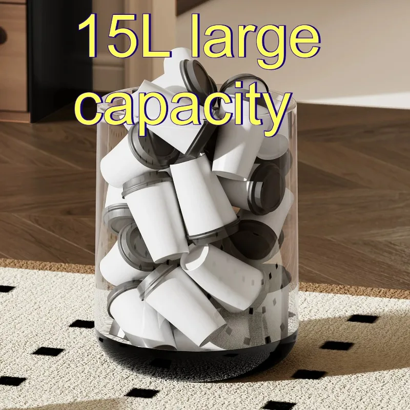 Wood Grain Waste Bins Inner Outer Double Layer Bucket 15L Wide Mouth Can Household Living Kitchen Lidded Storage Cleaning Tools