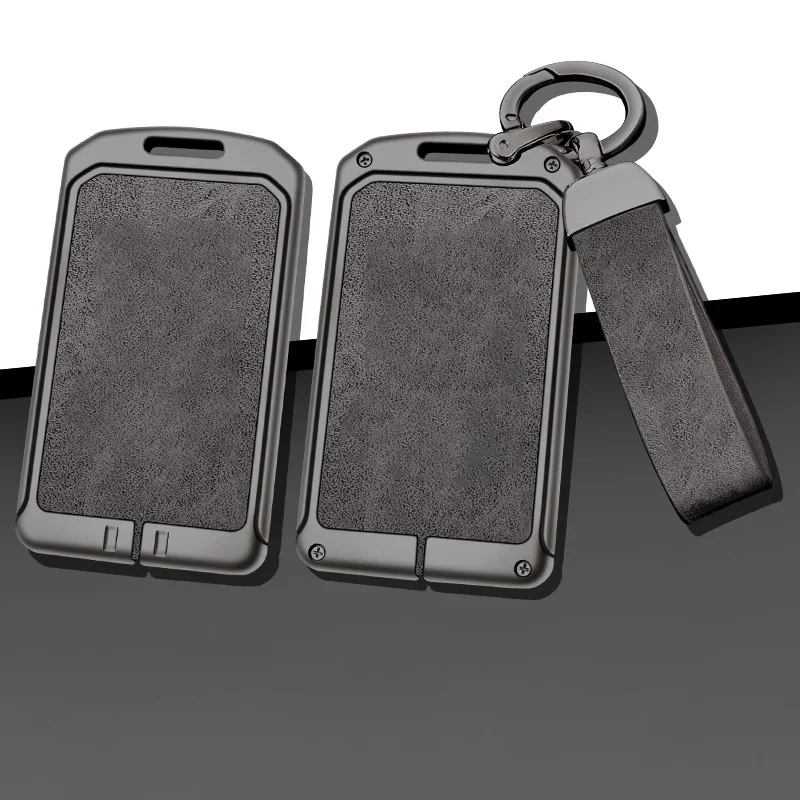 

New Zinc Alloy Leather NFC Card Car Key Case Cover Holder Fob Protector Shell For Tesla Model Y Model 3 Car Interior Accessories