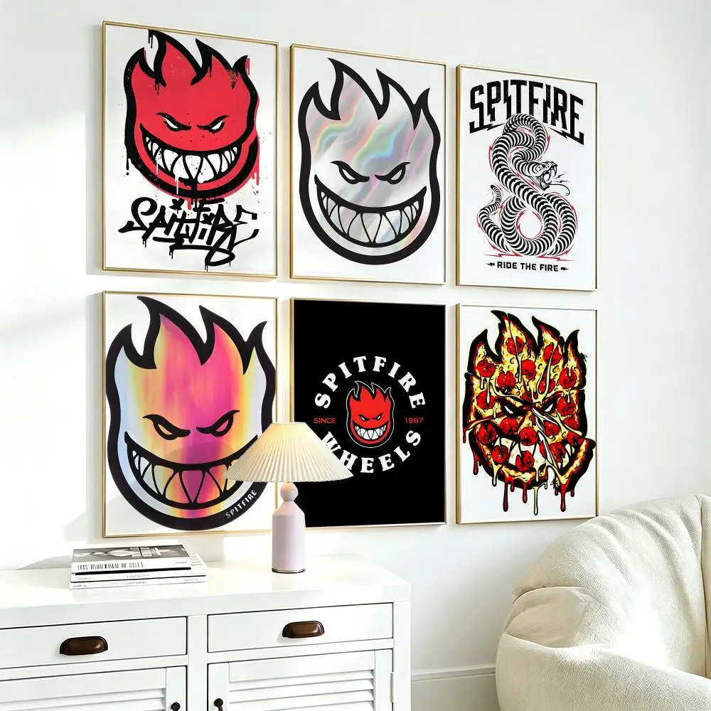 brand Spitfire Wheels Poster Wall Posters Self-Adhesive Wall Stickers Home Decoration for Bedroom Living Room