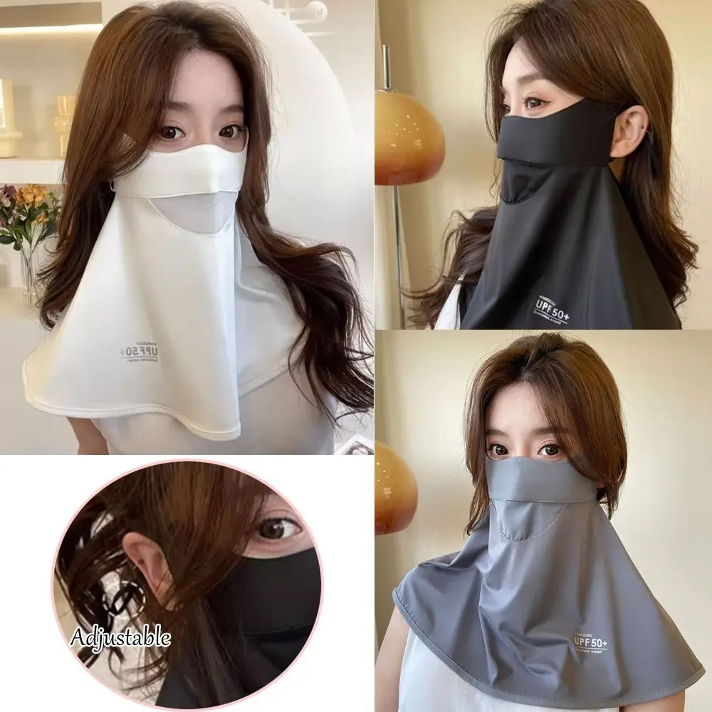 Nylon Face Cover Sun Protection Face Mask Reusable Washable Ice Silk Face Mask Solid Color Breathable Sunscreen Mask