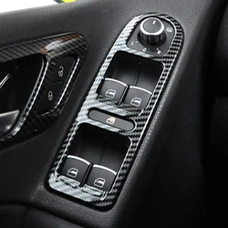 ABS Carbon Fiber Printed Car Styling Window Lift Control Door Handle Panel Cover Trim For VW Golf 6 MK6 2009 2010 2011 2012 2013