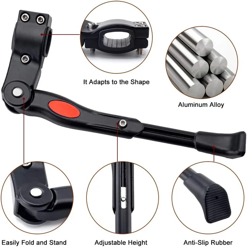 Adjustable Bike Kickstand Aluminum Rear Side Bicycle Stand For Bike 22"-27" Bicycle Utensil view 4