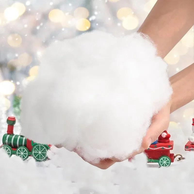 500g Christmas Artificial Snow Cotton Fluffy Lightweight Blanket Stuffing White Snow for Xmas Tree Ornaments Home Decor Supplies