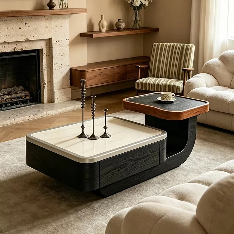 

wq-Mid Century Modern Designer Coffee Table Italian Minimalist Solid Wood for Villa Living Room and Small Apartment Home Use^