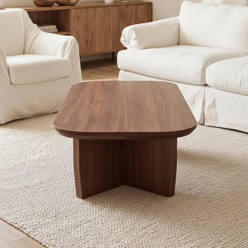 Solid wood rectangular coffee table Modern simple living room Small apartment light luxury coffee table