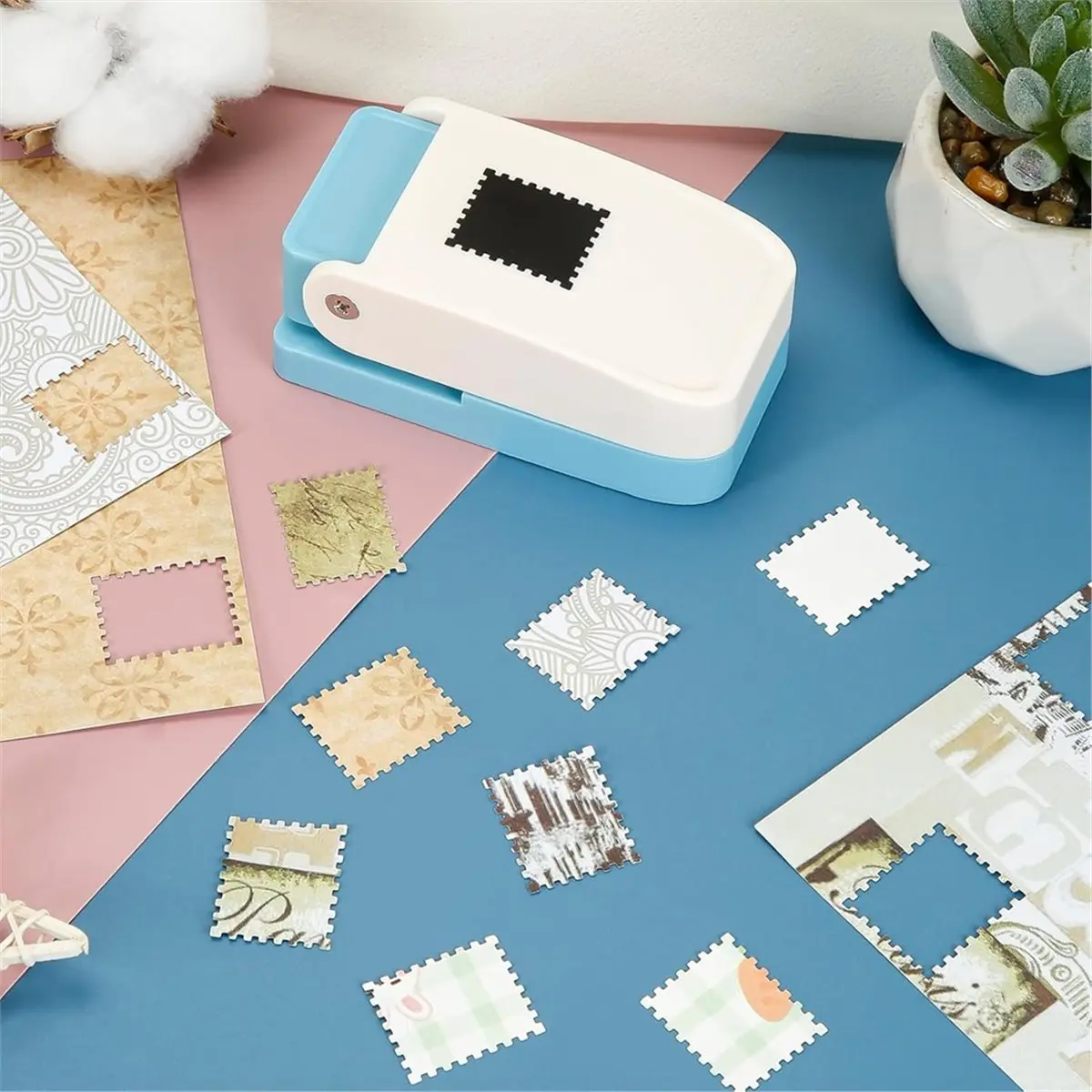 Rectangle Postage-Stamp Puncher,1 X 0.8inch Paper Punches for Crafting Scrapbooking, DIY Card Making,Simple & Effortless