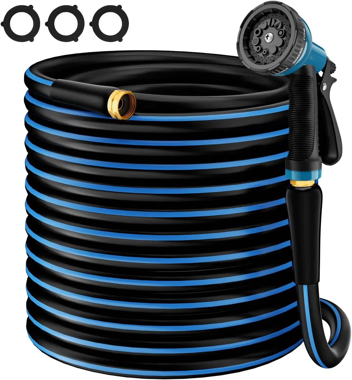 

Heavy Duty 5/8" 100FT Rubber Garden Hose with 10-Function Sprayer - Leakproof, Durable for Yard, Lawn, Car Wash