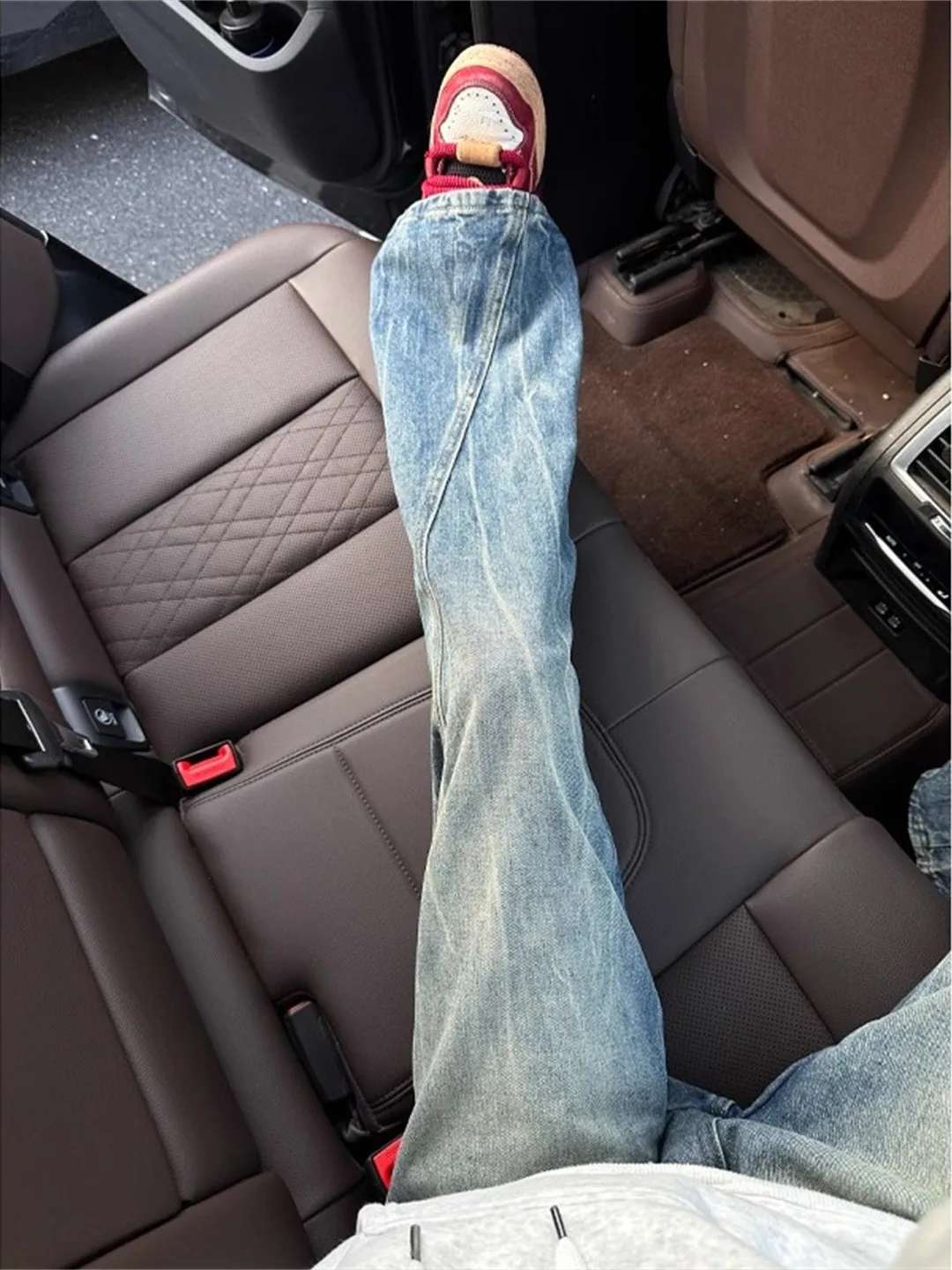 

American High Street Vibe Men's Slim Fit Jeans Diagonal Cut Knife Bootcut Pants Clean Fit Elevate Hip Fla Pattern
