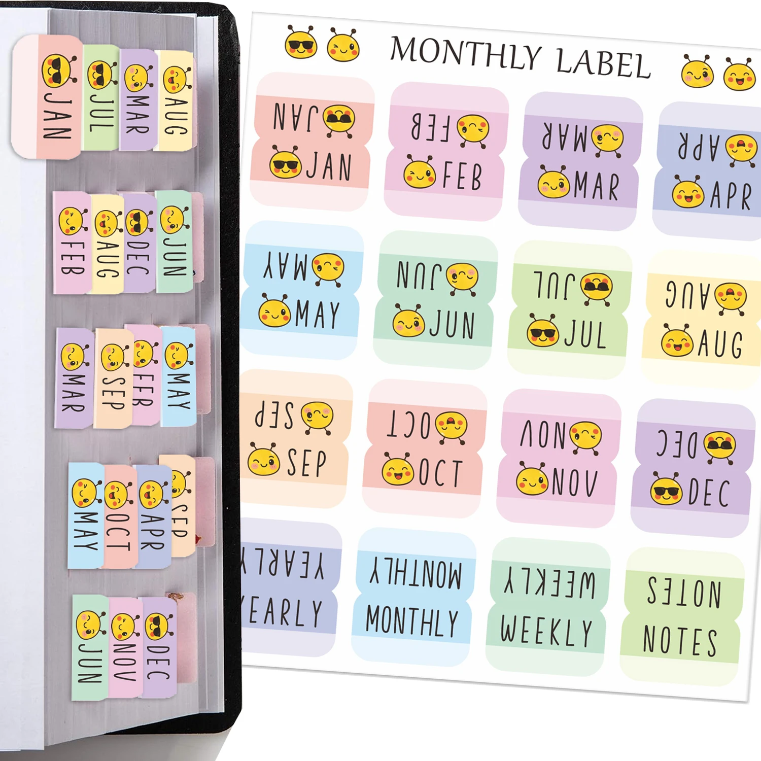 

32pcs Monthly Planner Tabs - Adhesive Index Stickers for Planners, Journals, & Organizers | Decorative Tabs for Office & Study P