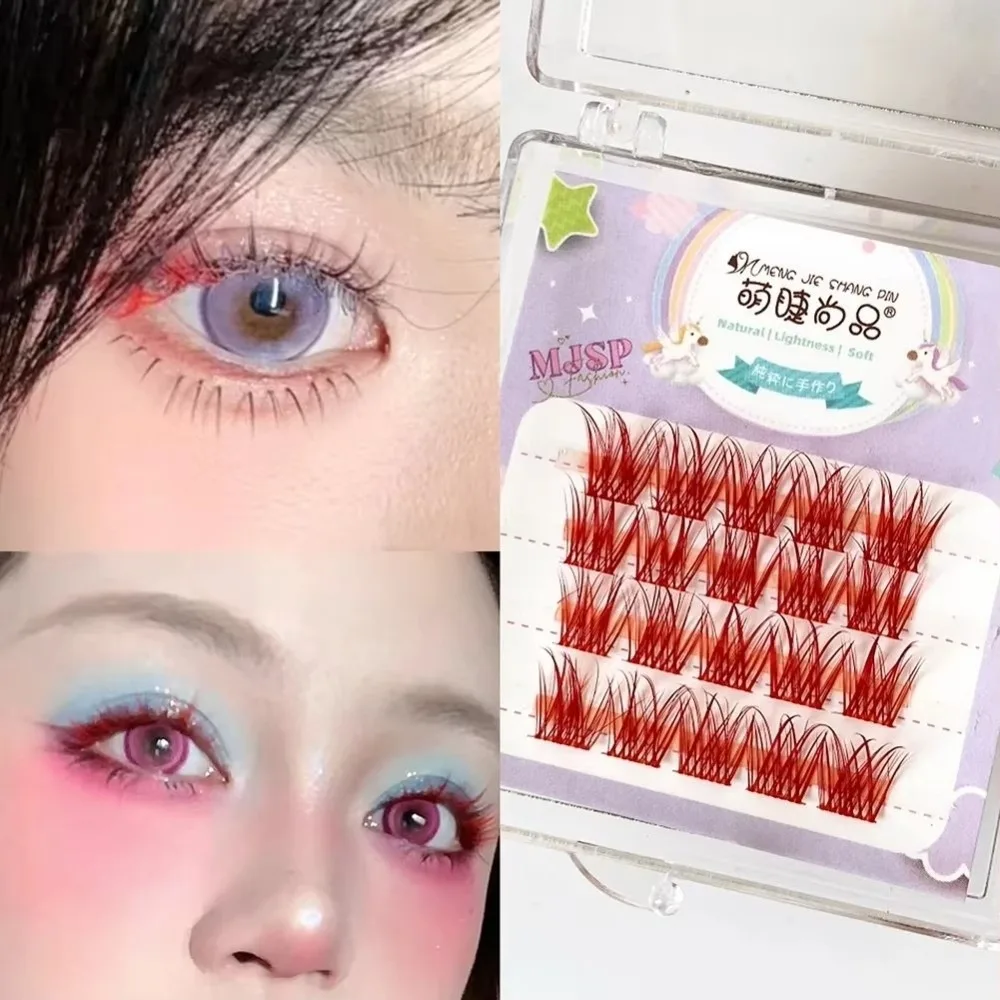 Colorful False Eyelashes Natural Look Extension Clusters Eyelash Extensions Wispy Style Purple Red Blue White Eyelash Clusters