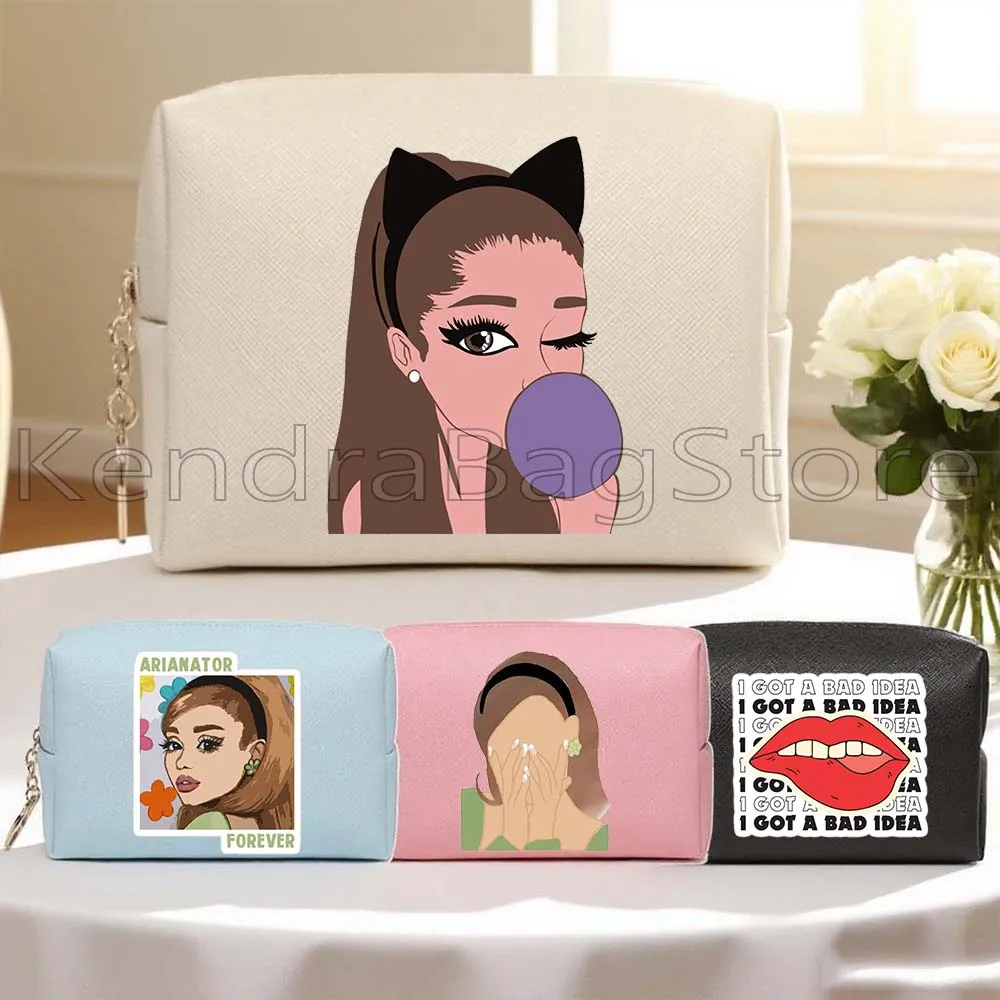 

Ariana Grande Music Singer Artist Gifts PU Leather Travel Cosmetic Bag Women Makeup Waterproof Toiletry Organizer Storage Bag