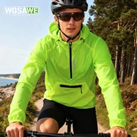 WOSAWE primavera hombres bicicleta rompevientos repelente al agua media cremallera chaqueta pulóver plegable a prueba de viento chaqueta de ciclismo con capucha
