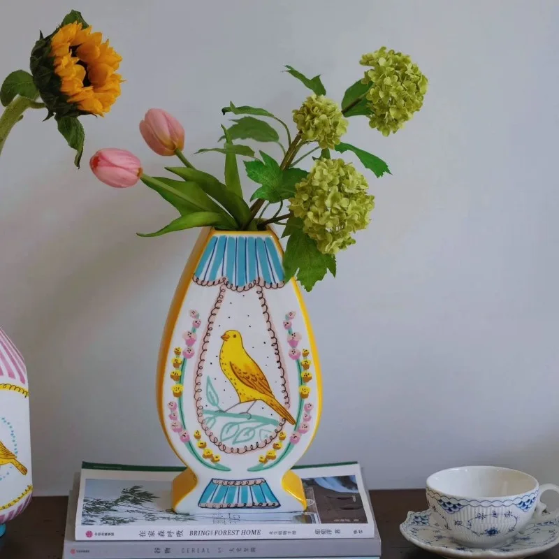 

Rose vase, double-sided hand-painted ceramic vase