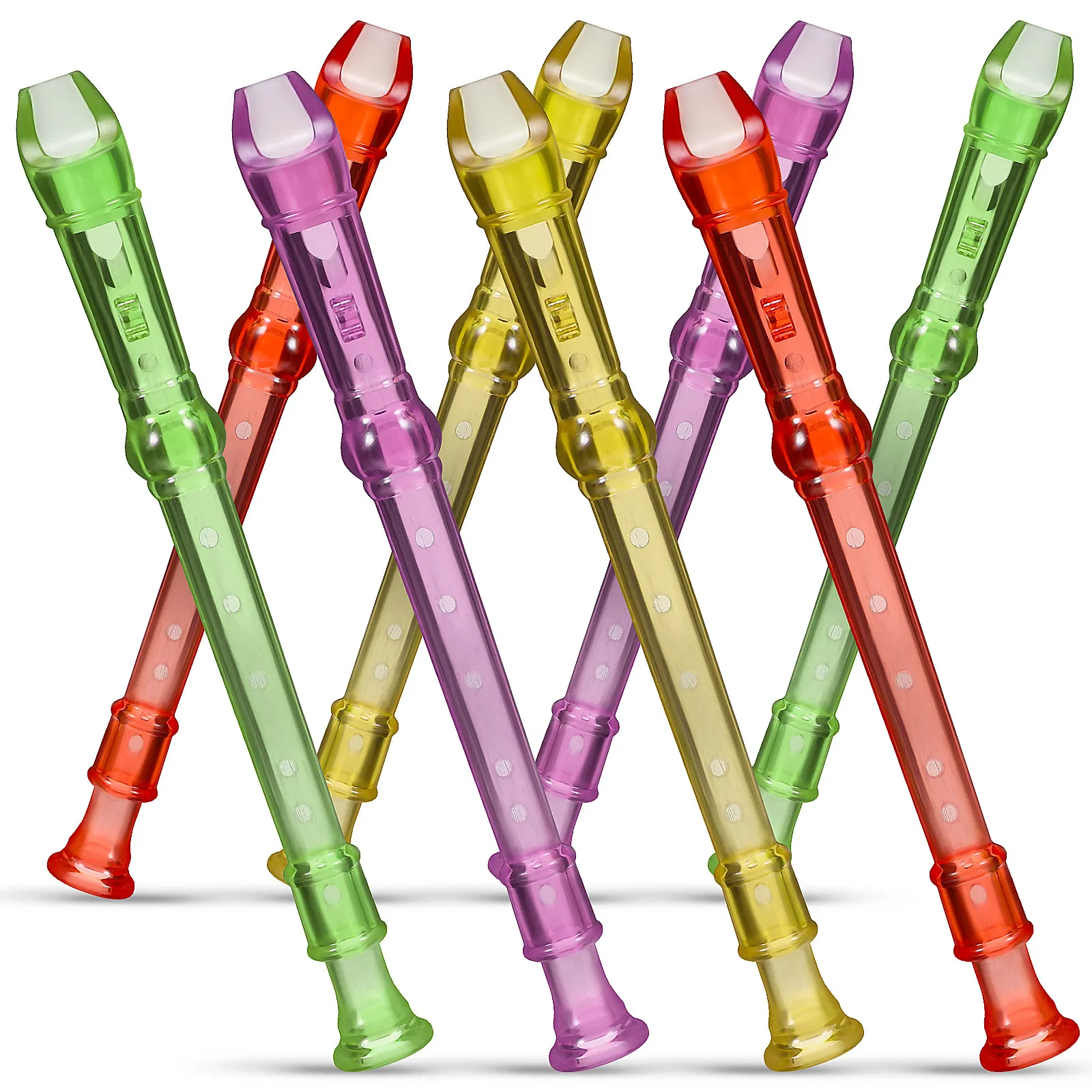 8Pcs Plastic Mini Clarinet 6-Hole Small Flute Transparent Body Gentle Sound Rich Resonance Comfortable Grip for All Ages