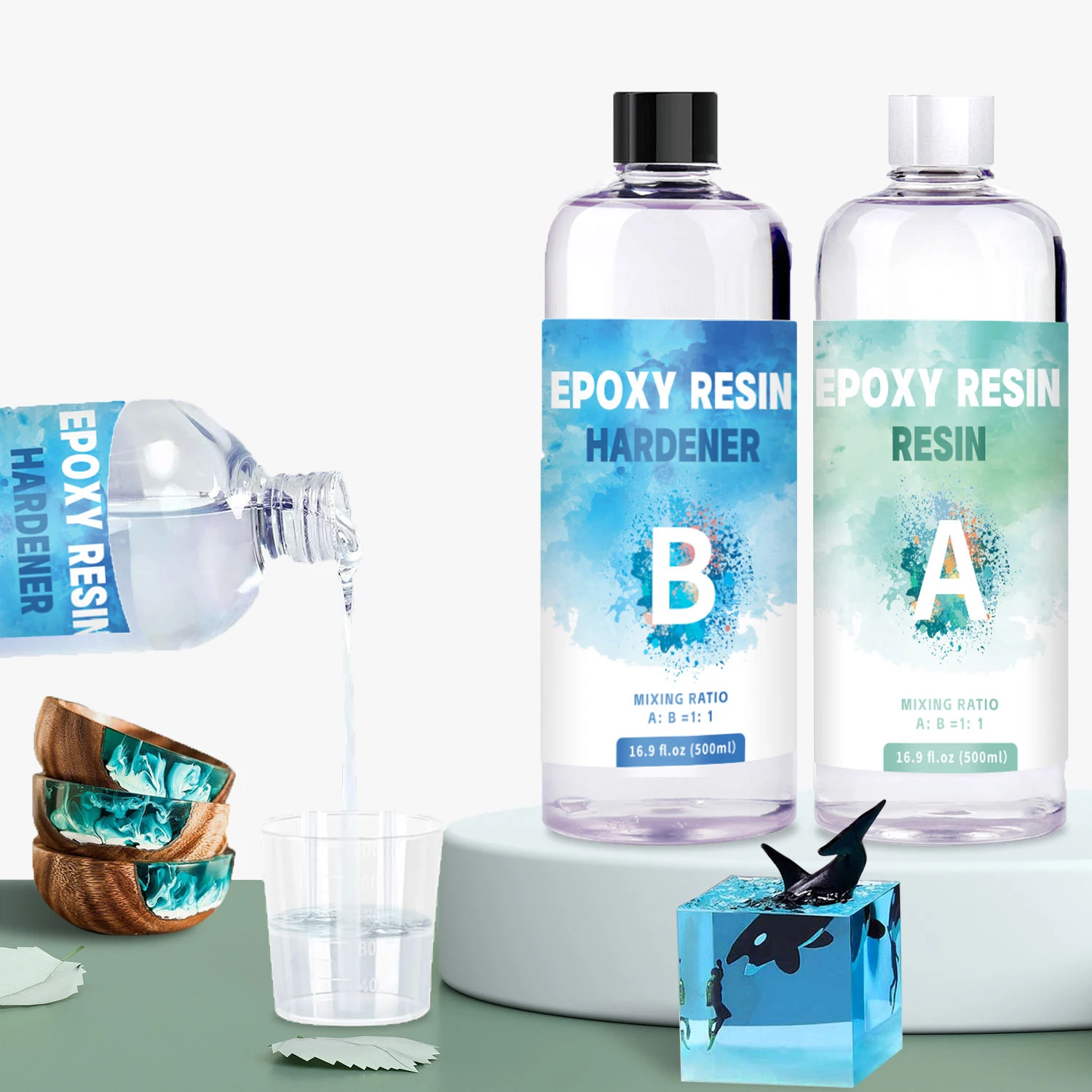 Cola epóxi de resina ab 1:1, endurecedor adesivo alto, gel de cristal para fazer jóias de resina diy, acessório de goma intarsia, seladores de adesivos