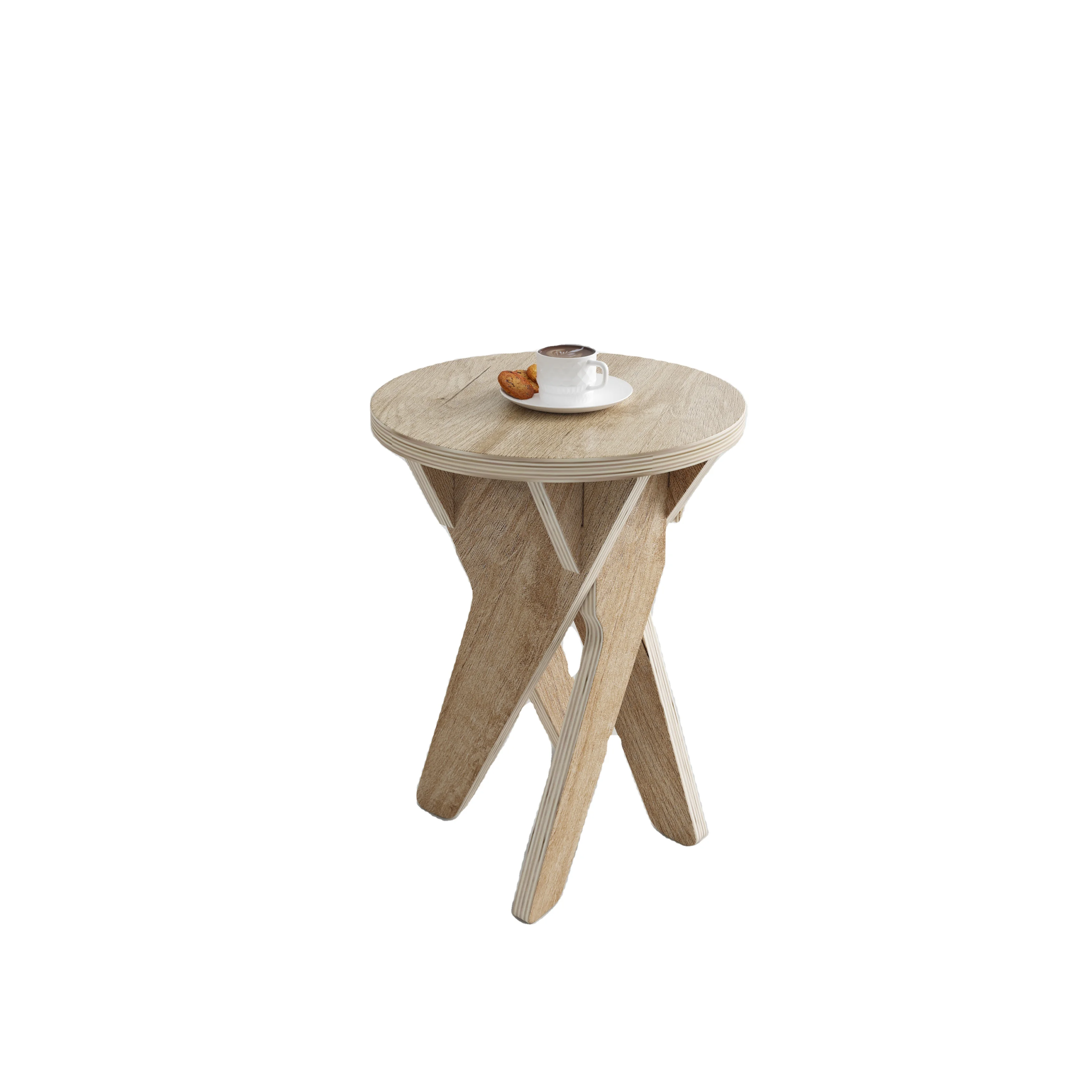 &c Modern Minimalist 18mm Plywood Coffee Table and Sofa Stools Small Wooden Living Room Furniture Factory Direct