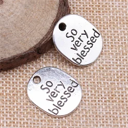WYSIWYG 10pcs 22x18mm So Very Blessed Charms Antique Silver Plated Pendant Charms For Jewelry Making DIY Jewelry Components